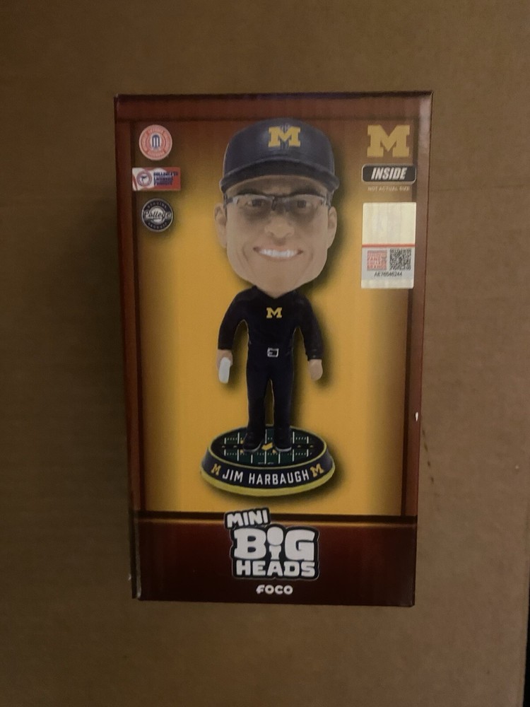 Michigan Wolverines- Jim Harbaugh Mini Big head Bobble- New In Box