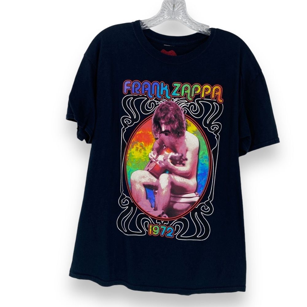 Frank Zappa Cult Tee Graphic Grunge T-Shirt Retro Vintage Crew Neck Black Large