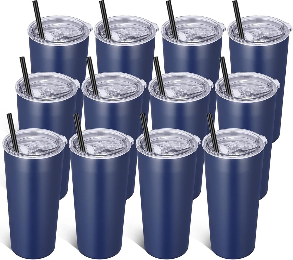 VEGOND 20oz Tumbler Bulk with Lid and Straw 12 Pack, Stainless Steel