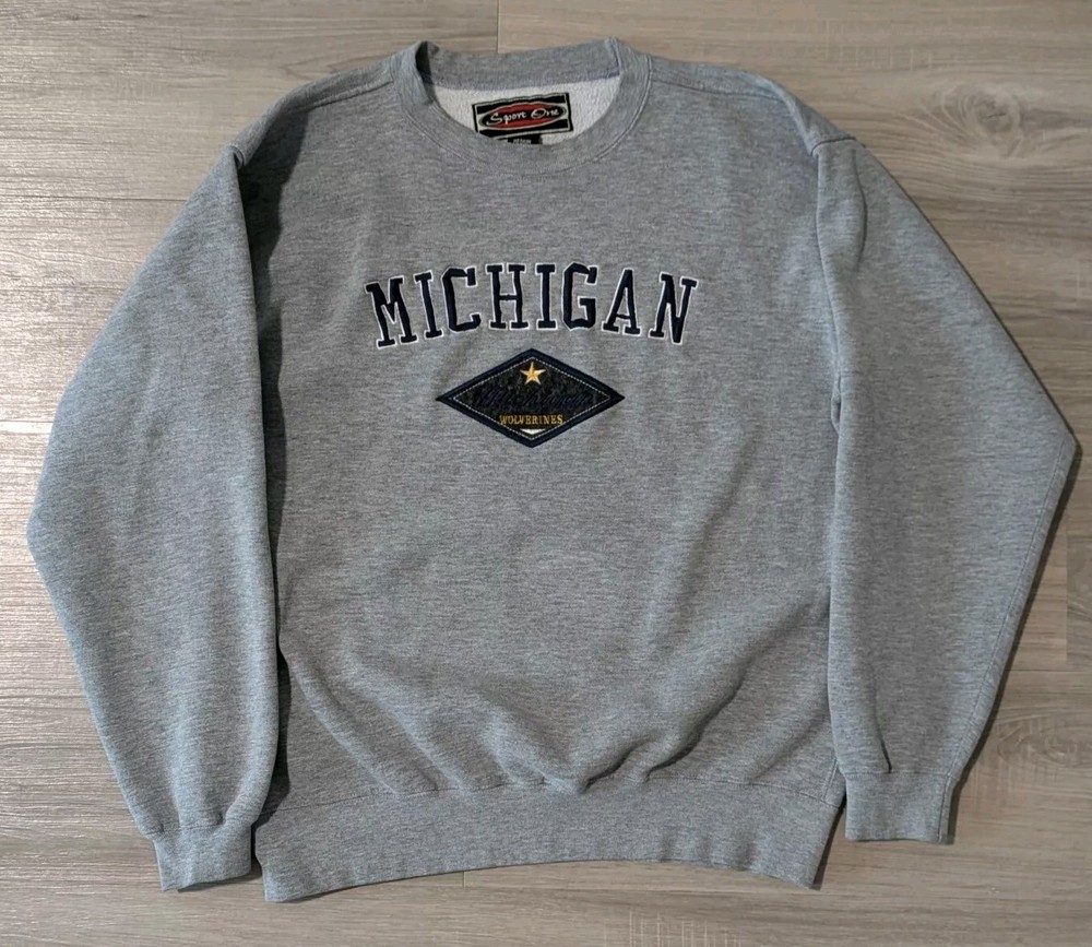 Michigan Wolverines Sweatshirt MediumVTG 90s Midwest Embroidery College Crewneck