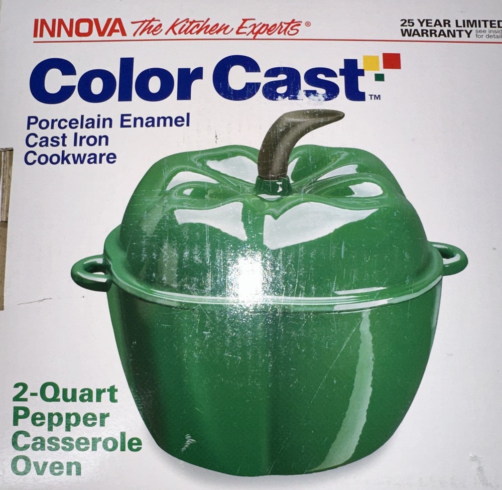 INNOVA 2qt Pepper Porcelain Enameled Cast Iron dutch oven bakeware casserole Pan