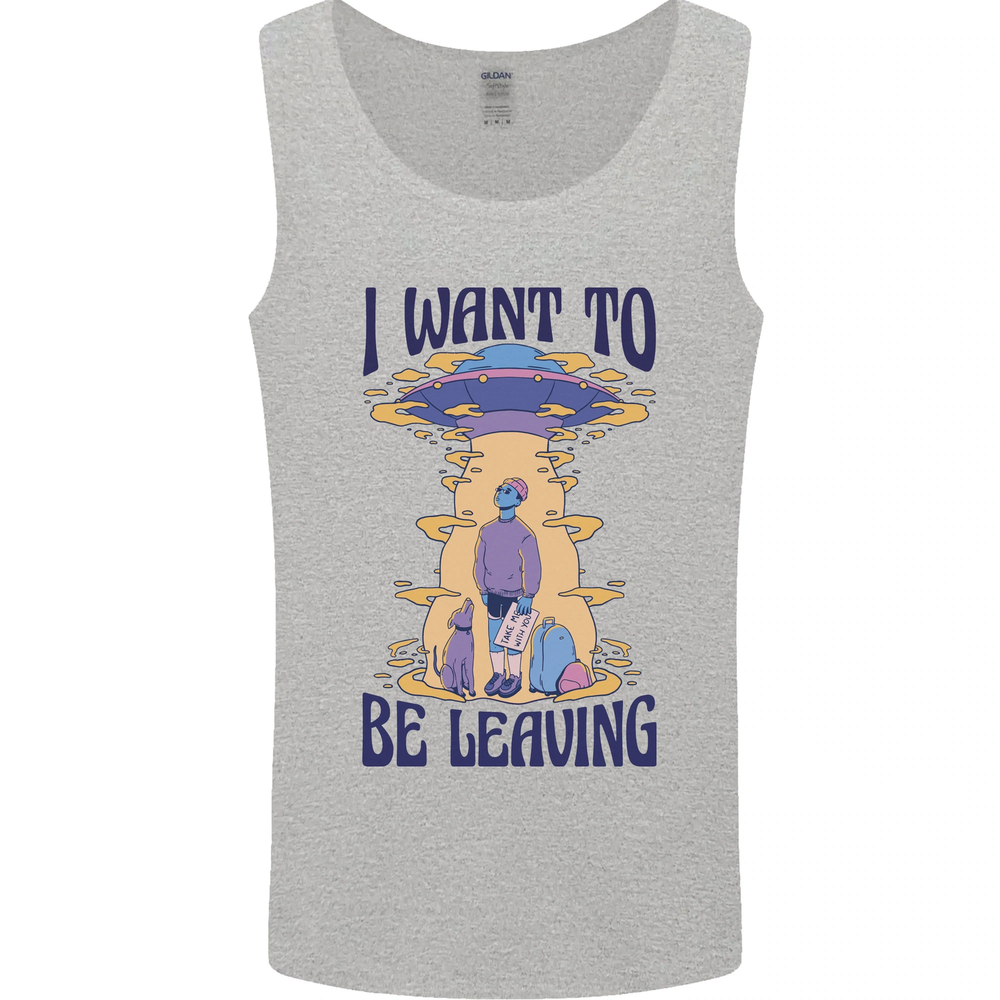 Alien UFO I Want to Be Leaving Mens Vest Tank Top