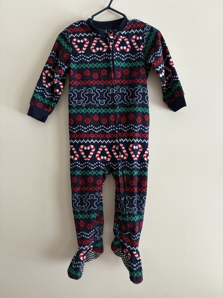 Jammies For Your Families Unisex Baby Christmas Fleece Long SleevePJs Navy 18M