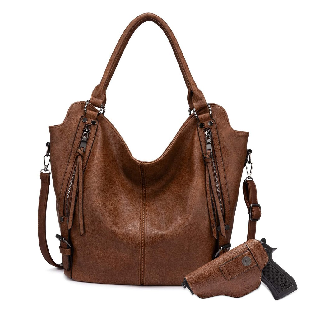 Concealed Carry Hobo Purse for Women Faux Leather Crossbody Shoulder Bags