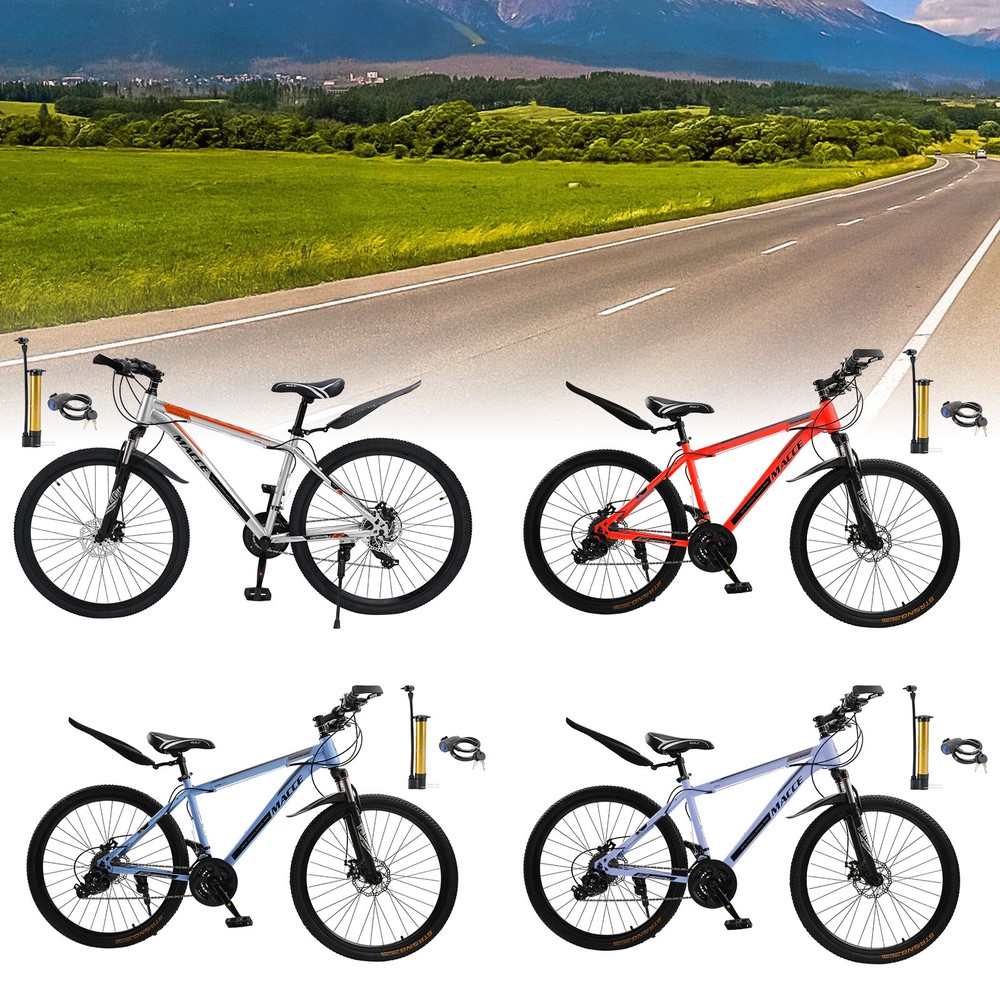 26 Inch 27-Speed MTB with Dual Disc Brakes for Adults in Blue