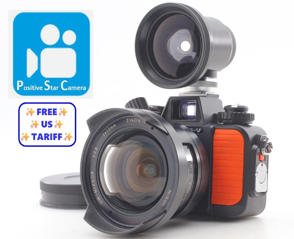 🎦👀✨MINT✨ Nikon Nikonos V Orange Underwater w/15mm f/2.8 & 15mm Finder JAPAN