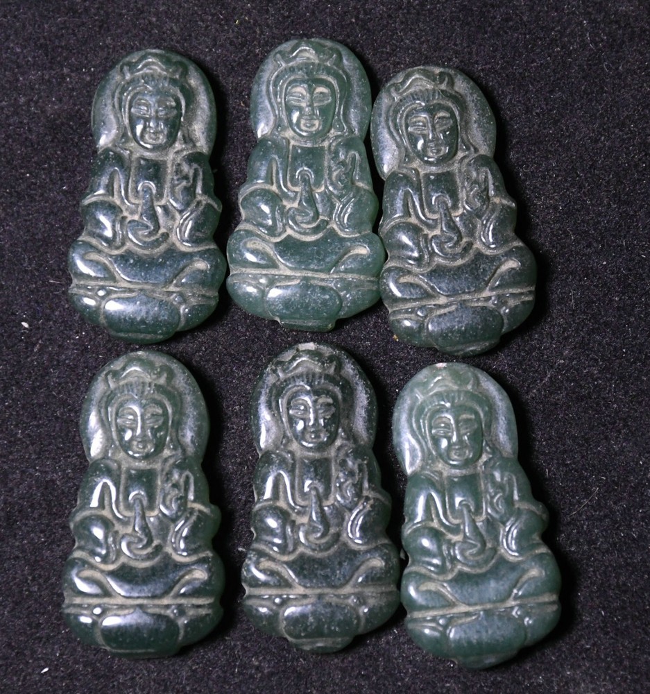 3.5CM China Jadeite Emerald Kwan-yin Bodhisattva Goddess Amulet Pendant Set