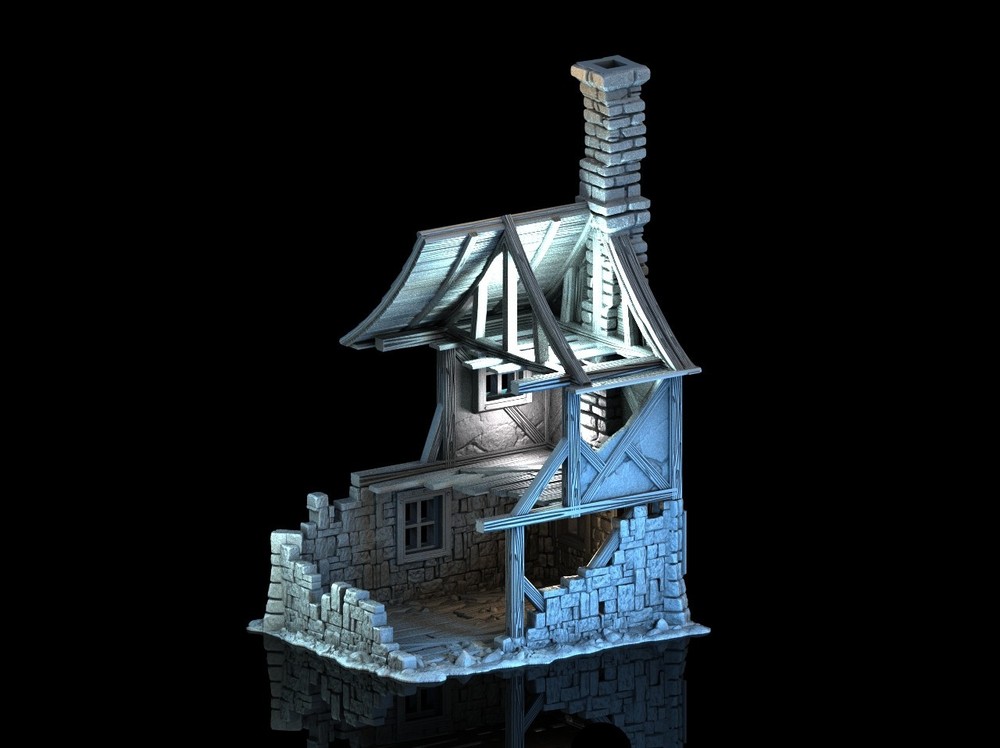 3d printed Ruined Village house DnD RPG Wargame Skirmish table top terrain
