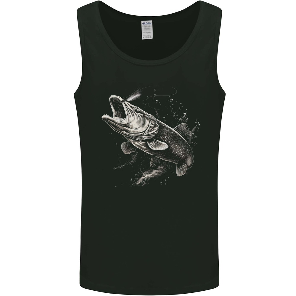 Pike Fish on a Line Fishing Fisherman Mens Vest Tank Top