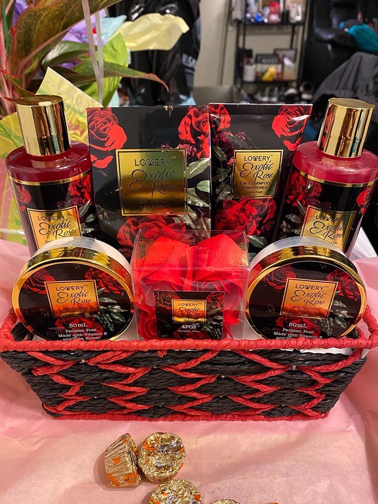 Valentines Day Gifts for Her - Exotic Rose Valentine Gift Basket for Women-image