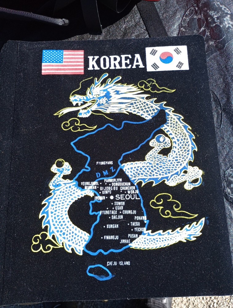 Vintage Korean War 24 page Velvet Photo Album Scrapbook Tiger Map Korean War