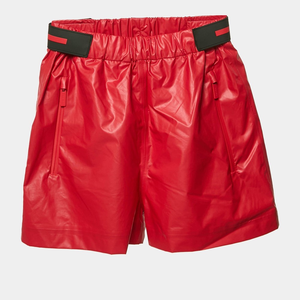 Prada Sport Red Logo Detail Waist Nylon Shorts XS