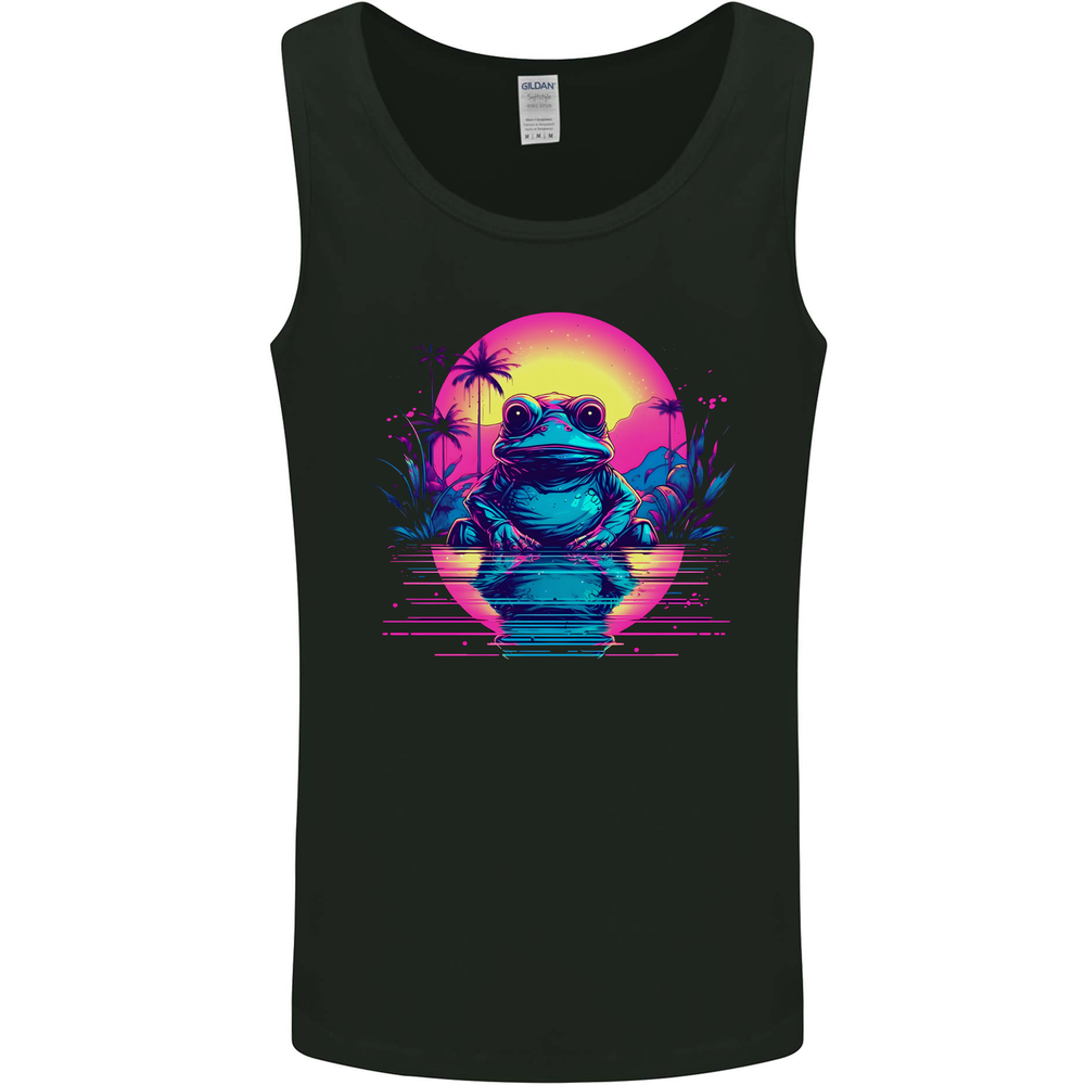 Retrowave Frog in a Sunset Mens Vest Tank Top
