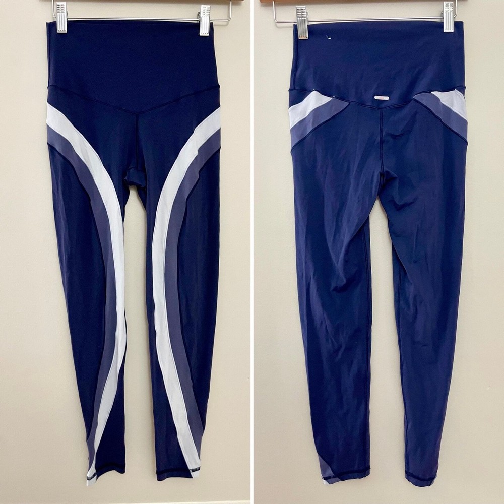 Aerie Chill Play Move Blue White Leggings Athleisure Align Dupe