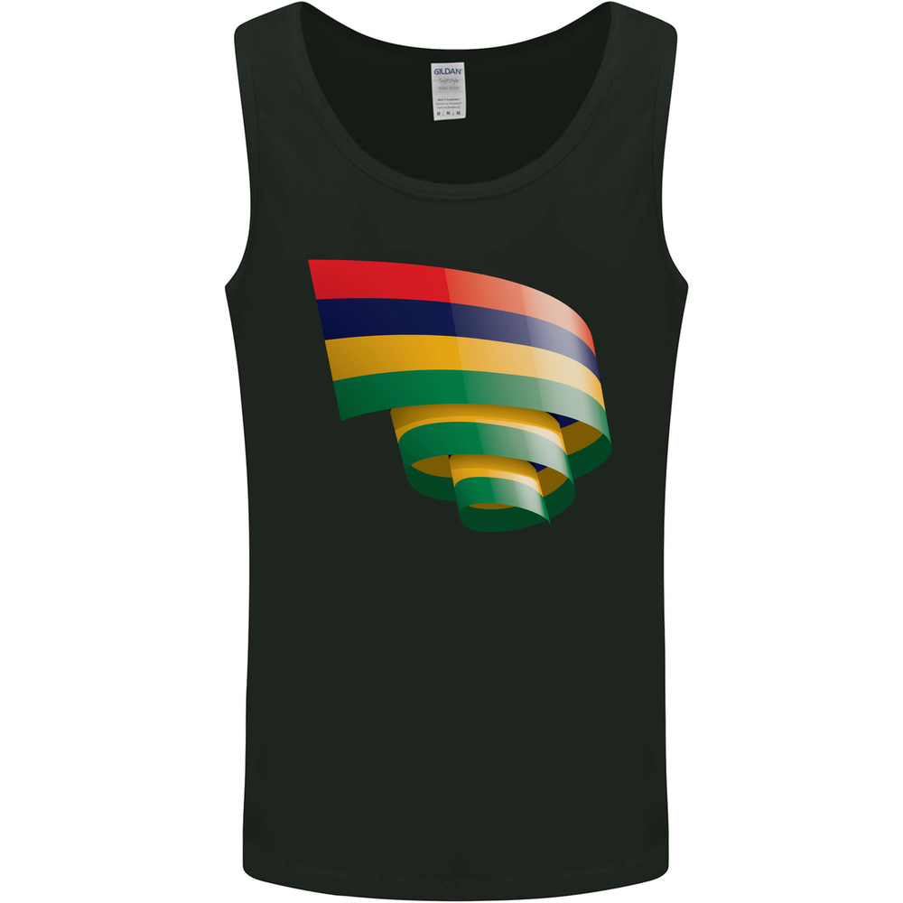 Curled Mauritius Flag Mauritians Day Football Mens Vest Tank Top
