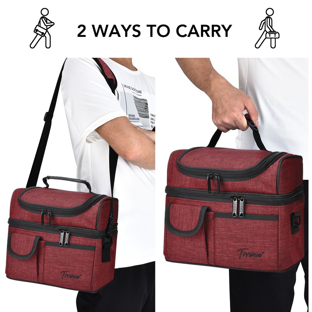 Insulated Leakproof Thermal Lunch Bag Cooler Tote for Women Men Kids in Red