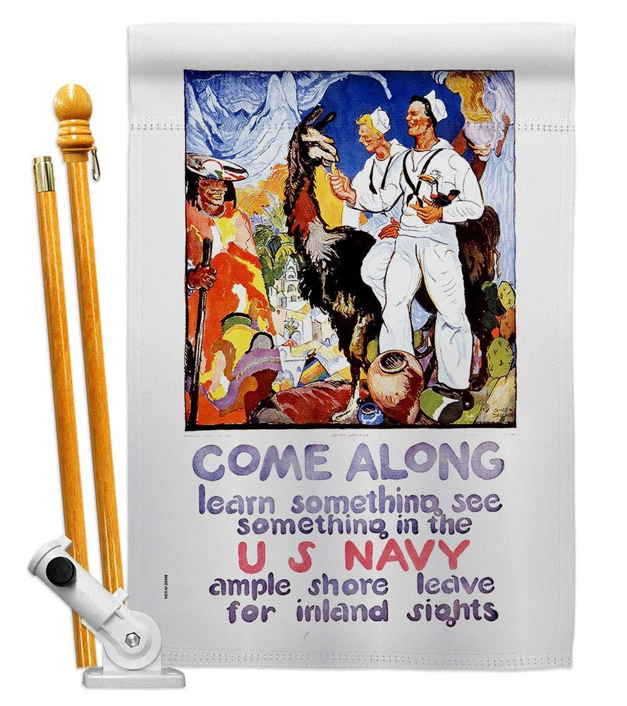 Come Along House Flag Set Armed Forces Navy USN Seabee United State American ...