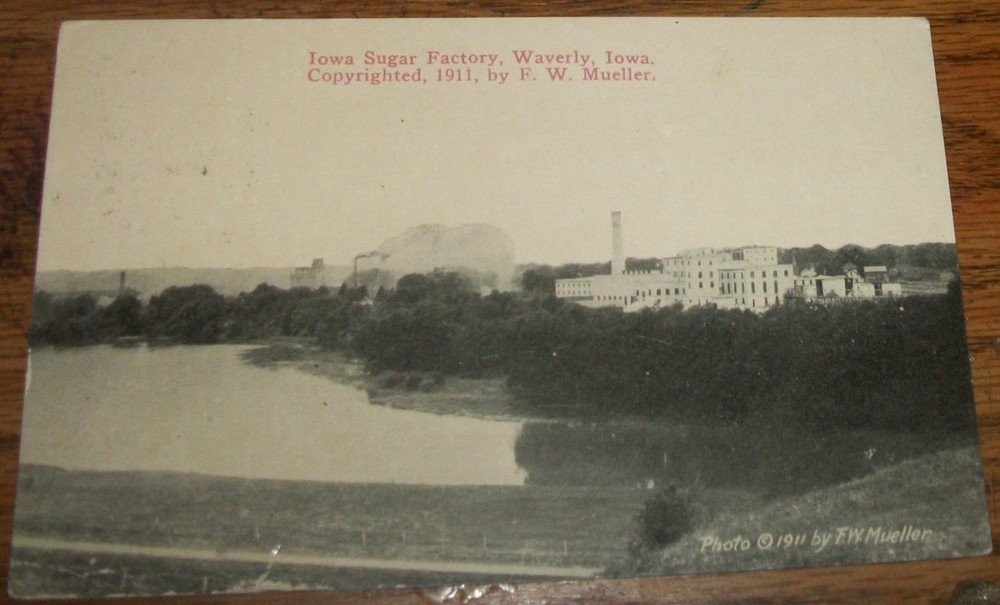 1911 Iowa Sugar Factory Postcard Waverly F. W. Mueller Photo R9