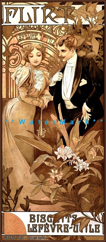 1899 LeFevre Utile French Biscuit Art Nouveau Flirt Retro Vintage Print Ad