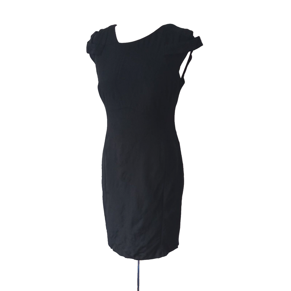 Reiss Black Fiorella Shift Dress Size 12 UK Sexy LBD Bodycon Stretch