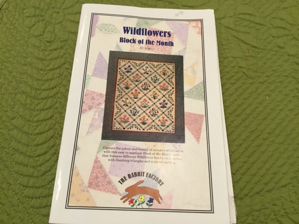 WILDFLOWERS BOM KIT BY RABBIT FACTORY - 18 BLOCK - STARTED.  77” x 94 3/4”.