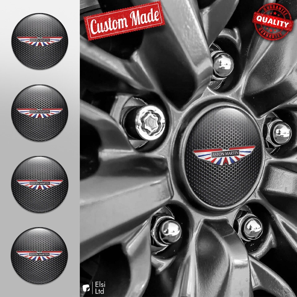 Aston Martin Decals | 4pcs Set Wheel Cap Stickers | Custom Made Rim Emblems