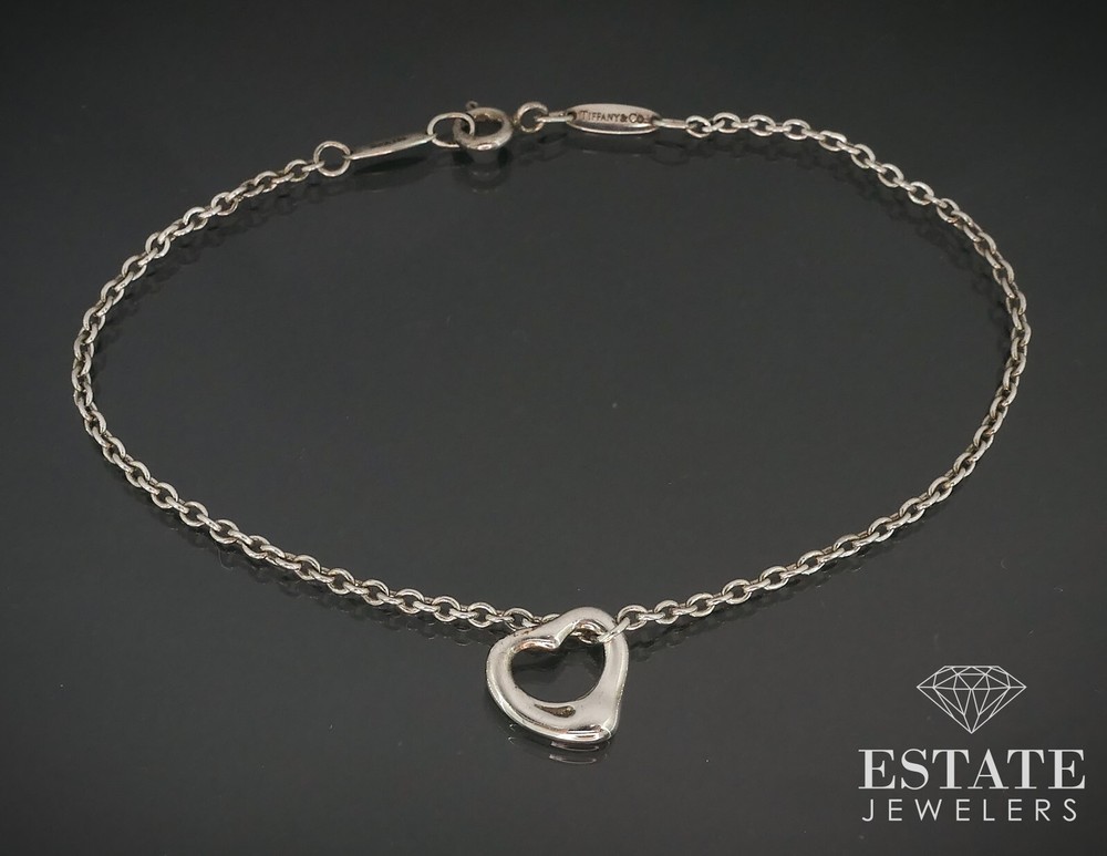 Sterling Elsa Peretti Open Heart Tiffany & Co Ladies Bracelet 2.4g 8