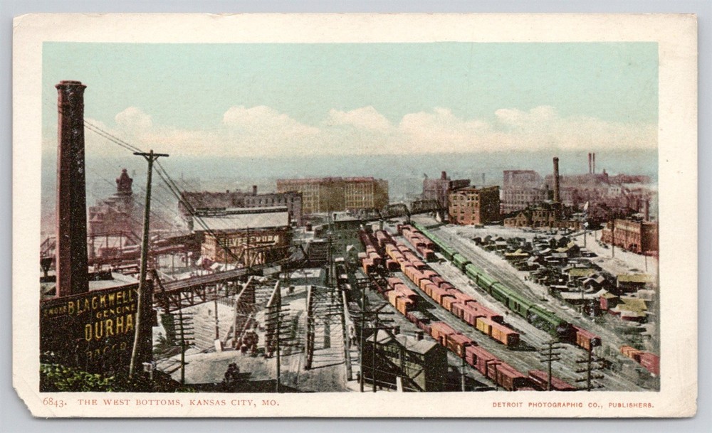 The West Bottoms RR Train Switch Yard Birdseye Kansas City MO C1907 Postcard AJ5