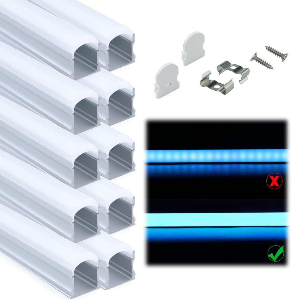 10Pack 6.6FT/2M Excellent Spotless LED Channel with Thicker Milky White Cover...