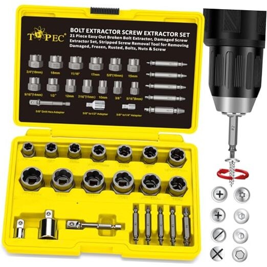 21PCS 2-in-1 Bolt & Screw Extractor Kit – Easy Out Socket Set