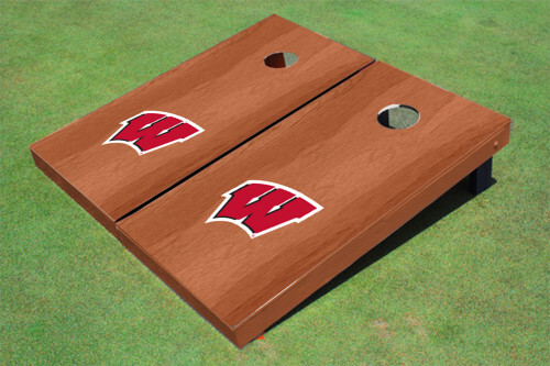 University of Wisconsin Badgers Solid Rosewood Cornhole Boards Set