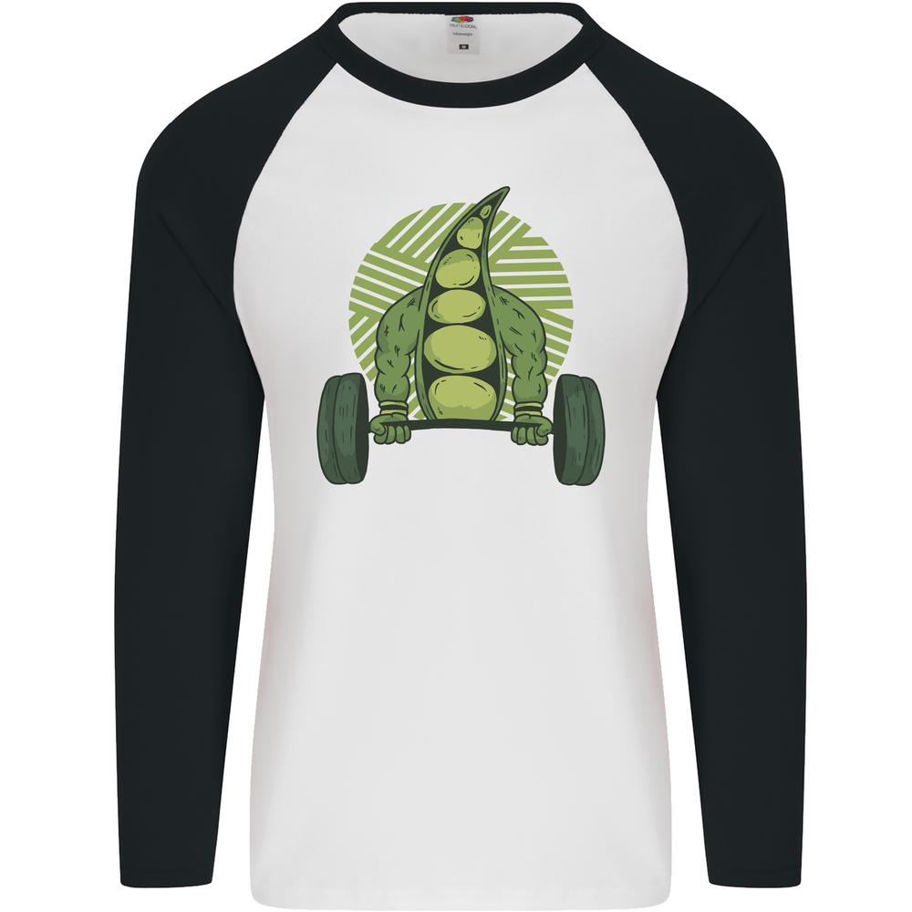 Gym Bean Mens Long Sleeve Workout Baseball Tee for Bodybuilding  