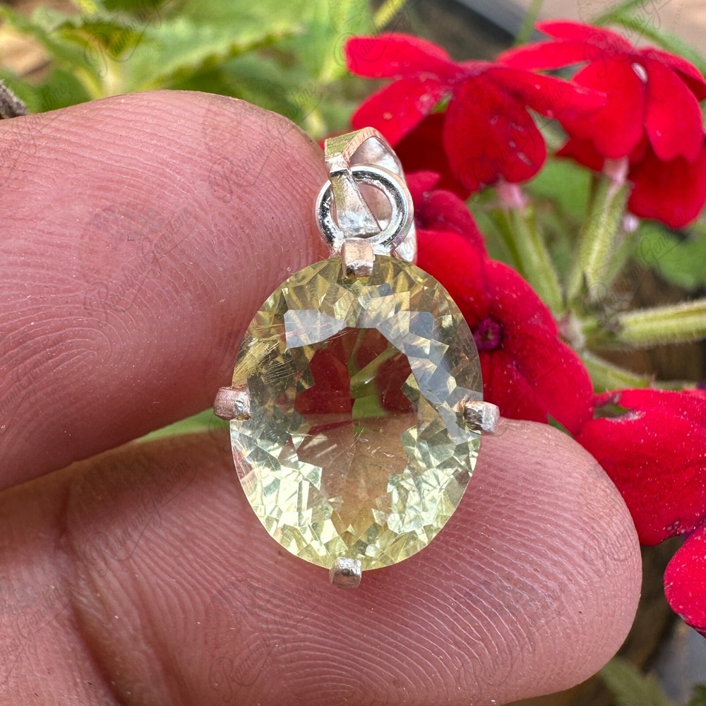 Certified Natural Lemon Quartz 10.60 Loose Gemstone 925 Silver Pendant