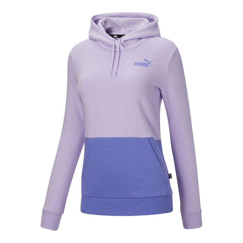 Puma Essential Colorblock Pullover Hoodie Womens Purple Casual Outerwear 5879101