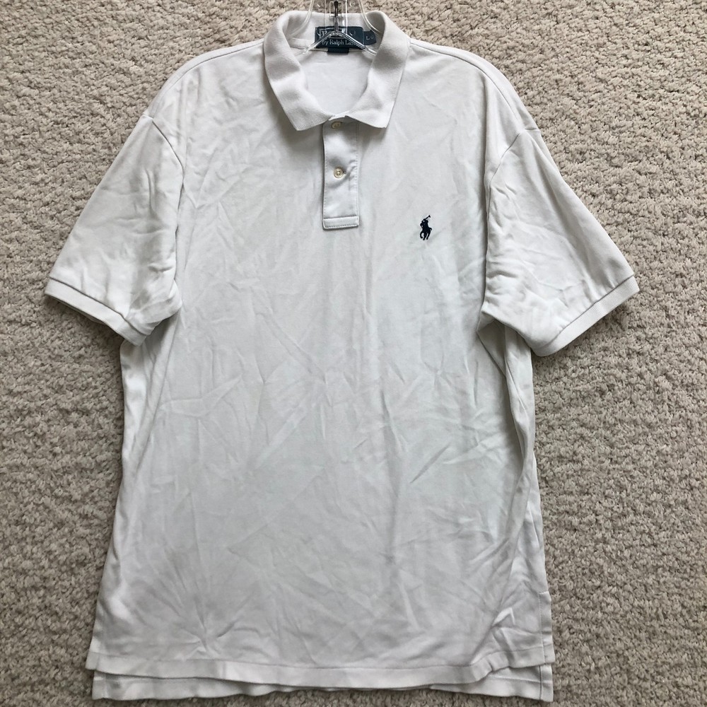 Polo Ralph Lauren Shirt Large Adult White Short Sleeve Performance Golf Mens L