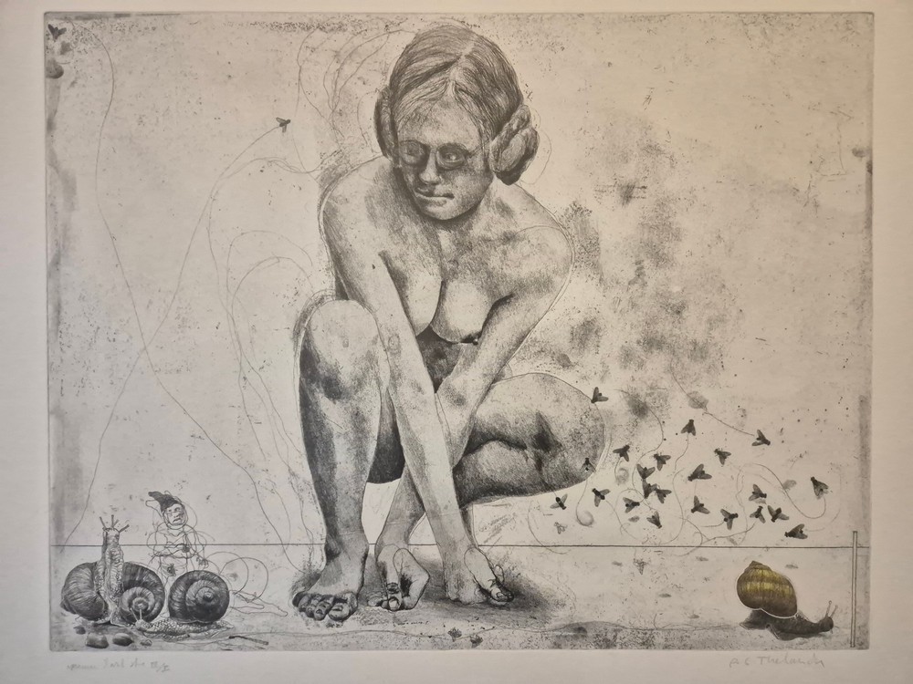 Etching Pär Gunnar Thelander 84x70 cm autographed