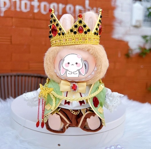 POP MART Monsters Labubu Plush Doll with Crown Prince Outfit