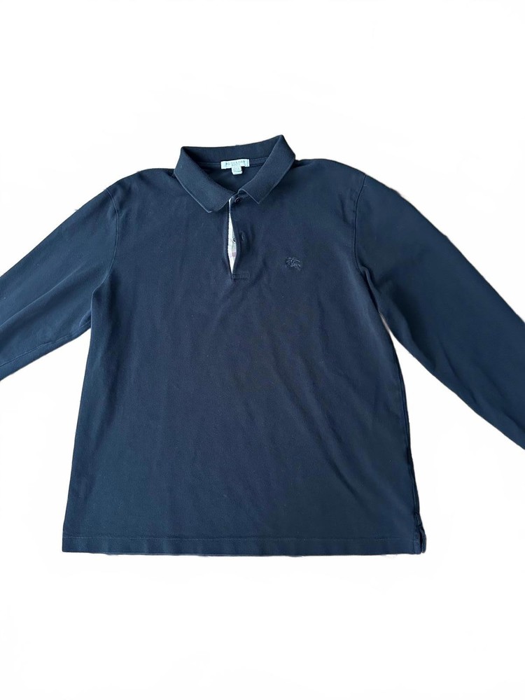 Burberry Brit Black Long Sleeve Polo – Nova Check Placket