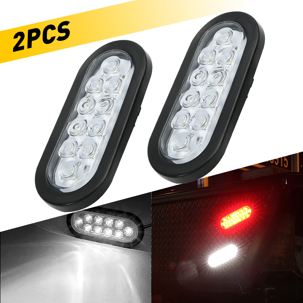 2pcs LED 10 Trailer Bus Truck Reverse Back Up Tail Clearance Stop Lights White