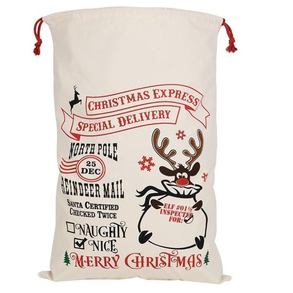 NNEDSZ 50x70cm Canvas Christmas Santa Sack Reindeer Kids Hessian Stocking