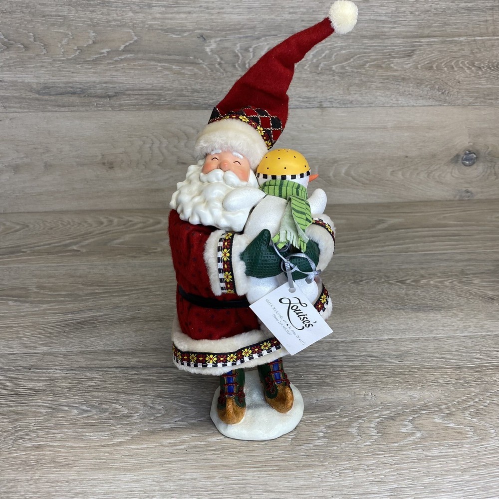Vintage Santa Claus Figurine Sculpture Carrying Snowman