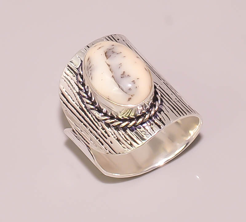 Honey Dendrite Opal Handmade Jewelry 925 STERLING SILVER PLATED RING 8