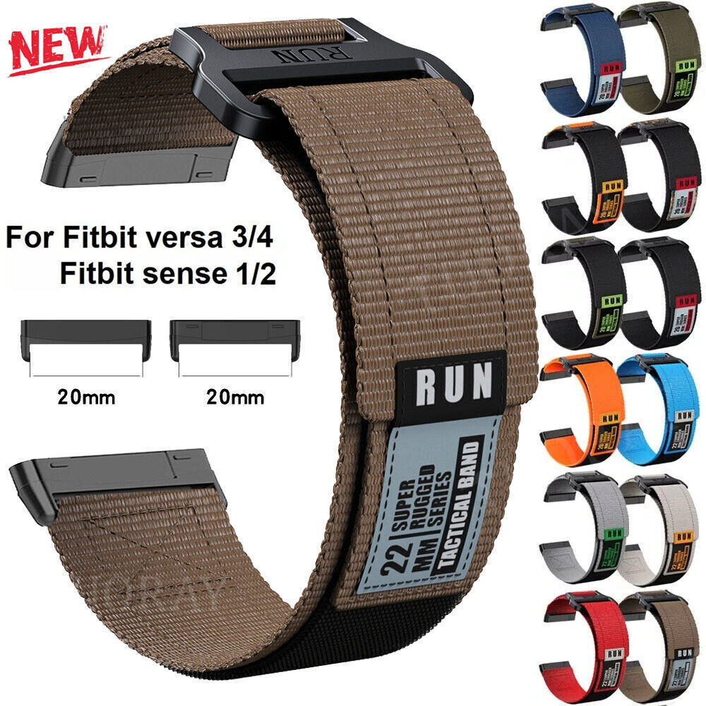 For Fitbit Versa 3/Versa 4/Sense 1/Sense 2 Nylon Rugged Watch Strap Wrist Band