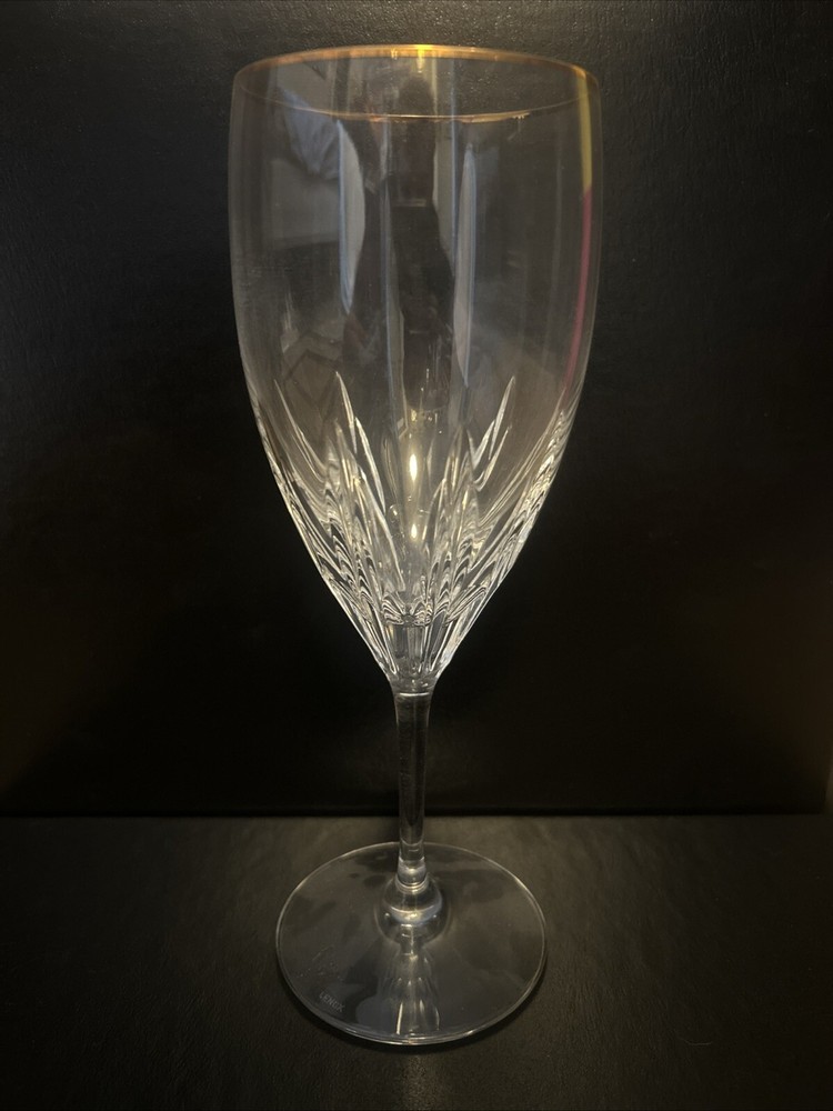 LENOX Firelight Gold Trim Crystal Wine Glass 8.25 Inch Tall