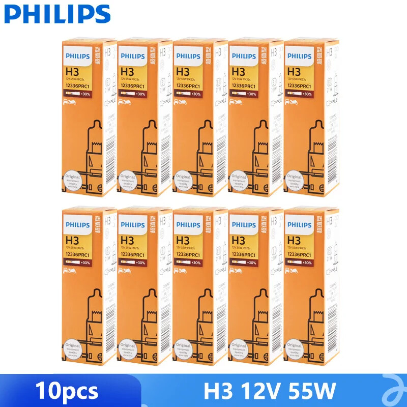10pcs Philips Vision H3 12V 55W PK22s 12336PRC1 Original Lights Car Fog Lamp OEM