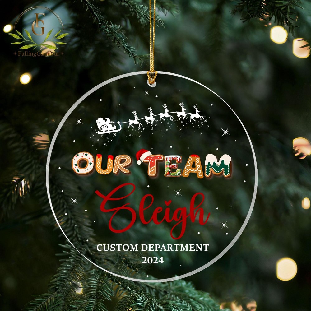 Personalized Our Team Sleigh Ornament  Staff Christmas Gifts