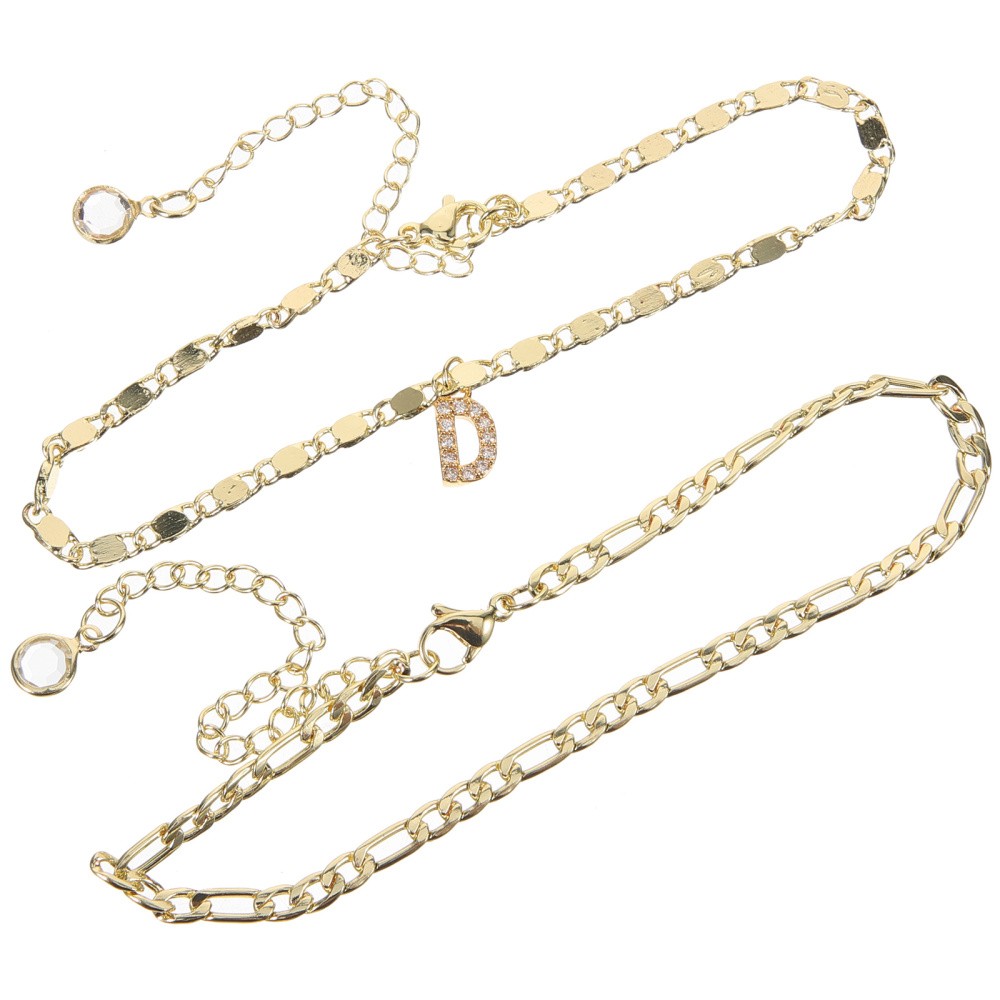 2 Pcs Stainless Steel Women's Anklet Chain Bracelet Jewelry