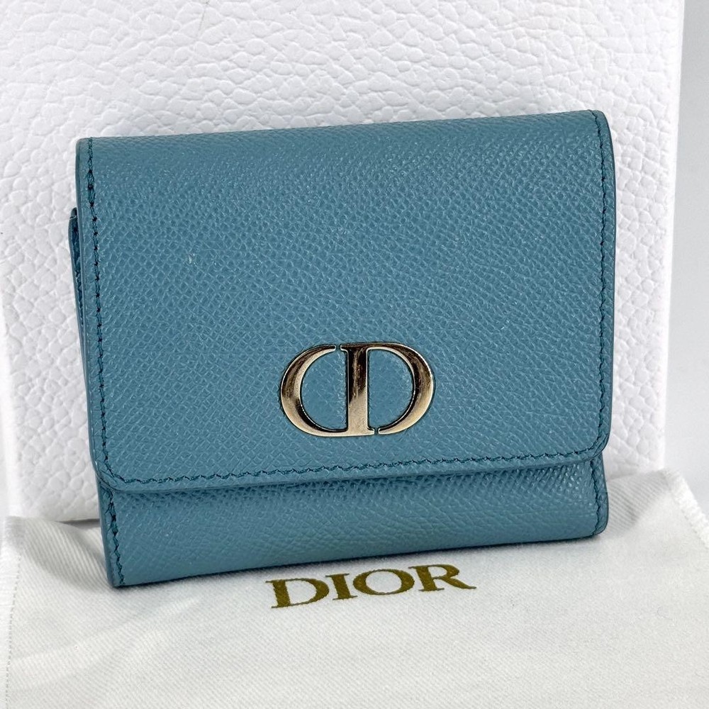 Dior 30 Montaigne Lotus Tri-Fold Leather Card Holder Wallet  