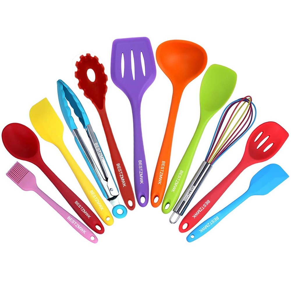 Kitchen Utensil Set - 11 Cooking Utensils - Colorful Silicone Kitchen Utensil...
