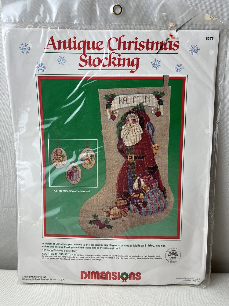 Vintage Dimensions Antique Christmas Stocking Counted Cross Stitch Kit 8375